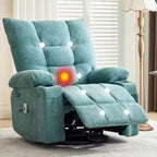 Fauteuil inclinable pivotant avec chauffage et massage - Fauteuil inclinable à bascule à 360° avec porte-gobelets et poche latérale - Canapé individuel ergonomique, Bleu