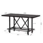 Table de salle à manger de 160 cm de hauteur de comptoir avec pieds en métal et repose-pieds, 6 places