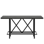 Table de salle à manger de 160 cm de hauteur de comptoir avec pieds en métal et repose-pieds, 6 places