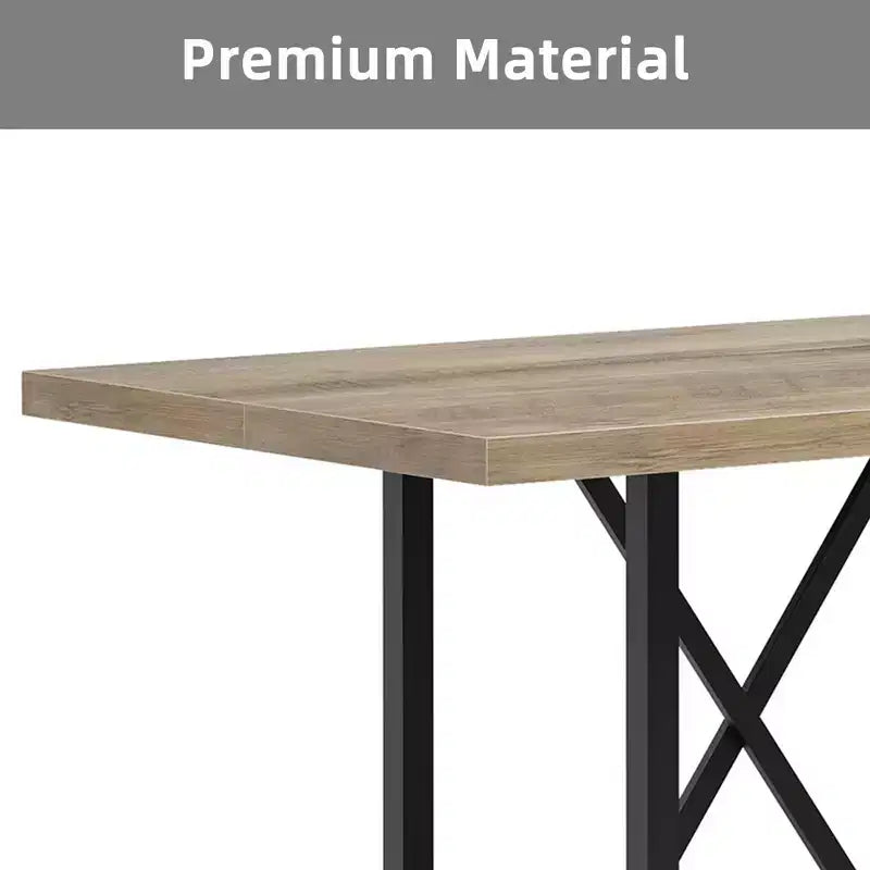Table de salle à manger de 160 cm de hauteur de comptoir avec pieds en métal et repose-pieds, 6 places