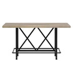 Table de salle à manger de 160 cm de hauteur de comptoir avec pieds en métal et repose-pieds, 6 places