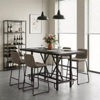 Table de salle à manger de 160 cm de hauteur de comptoir avec pieds en métal et repose-pieds, 6 places