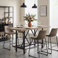 MAYEERTY 63 Counter Height Industrial Dining Table, 6-Seater Rustic Wooden Top & Metal Legs with Footrest, Multiuse Kitchen & Work Table