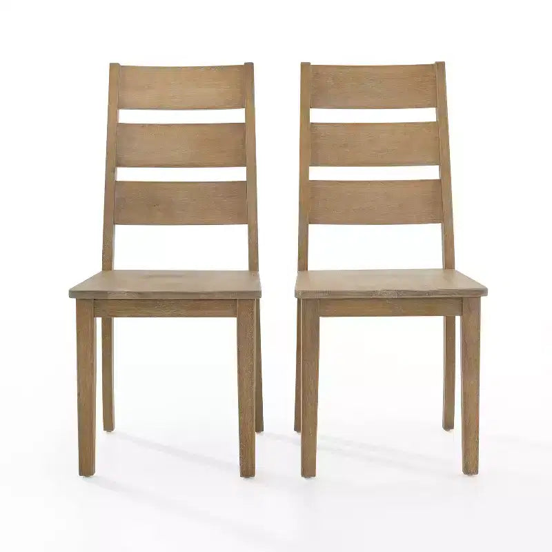 Ensemble de 2 chaises de salle à manger à dossier échelle – Marron rustique