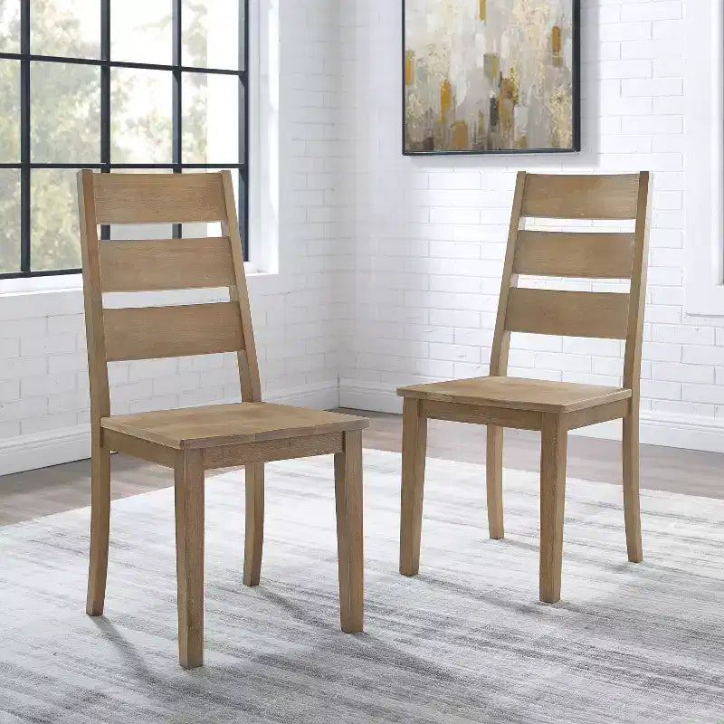Ensemble de 2 chaises de salle à manger à dossier échelle – Marron rustique