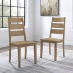 Ensemble de 2 chaises de salle à manger à dossier échelle – Marron rustique