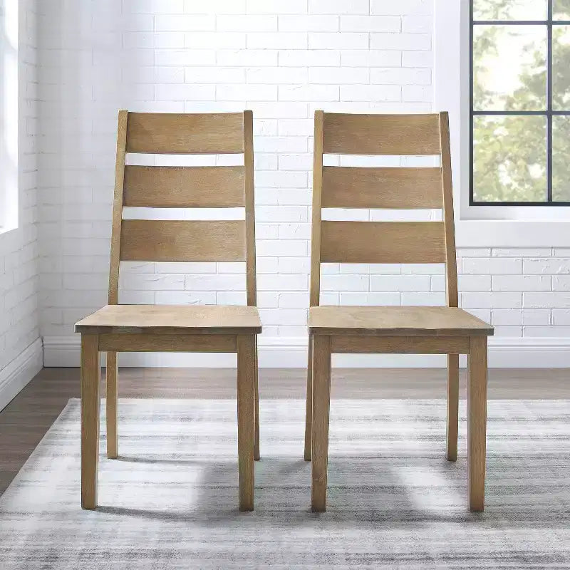 Ensemble de 2 chaises de salle à manger à dossier échelle – Marron rustique