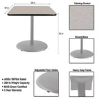 Table à manger carrée de 36 po – Piètement gris / Plateau en stratifié gris nébuleuse
