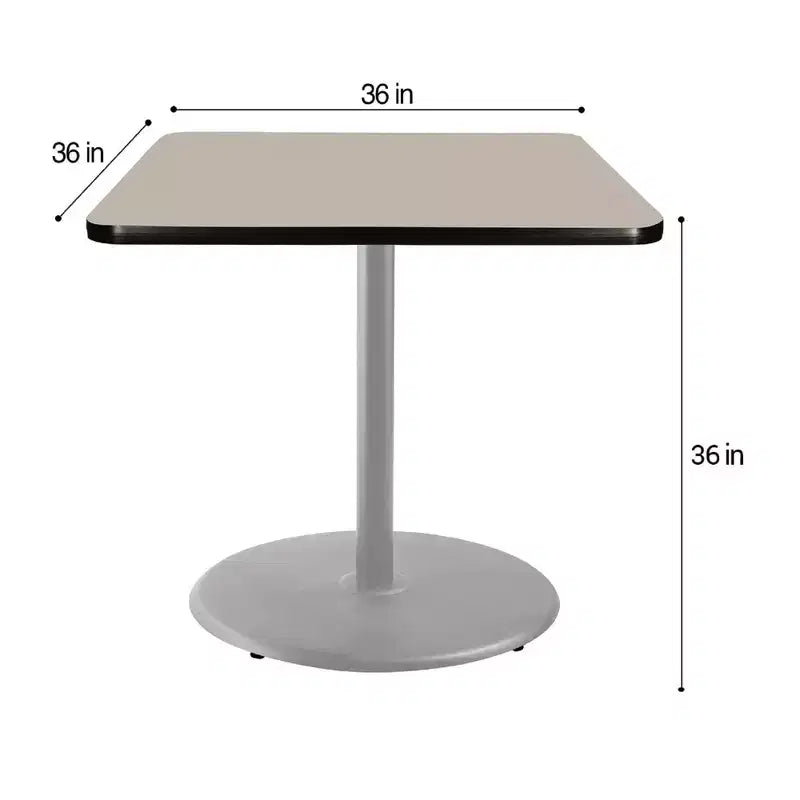 Table à manger carrée de 36 po – Piètement gris / Plateau en stratifié gris nébuleuse