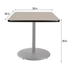 Table à manger carrée de 36 po – Piètement gris / Plateau en stratifié gris nébuleuse