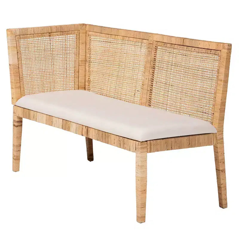 Ensemble Banquette 2 pièces en rotin Kalimantan – Miel clair/blanc