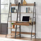Bureau échelle et étagère 2 pièces, Noyer/Noir