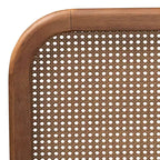 Lit plateforme grand format en bois et rotin synthétique, brun/noyer cendré
