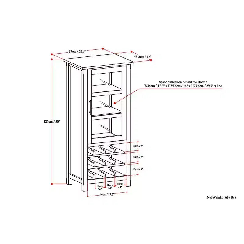 Armoire porte-bouteilles haute capacité avec porte en verre trempé