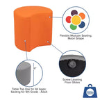 Pouf modulaire en forme de lune de 45 cm pour salles de classe et espaces communs