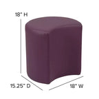 Pouf modulaire en forme de lune de 45 cm pour salles de classe et espaces communs