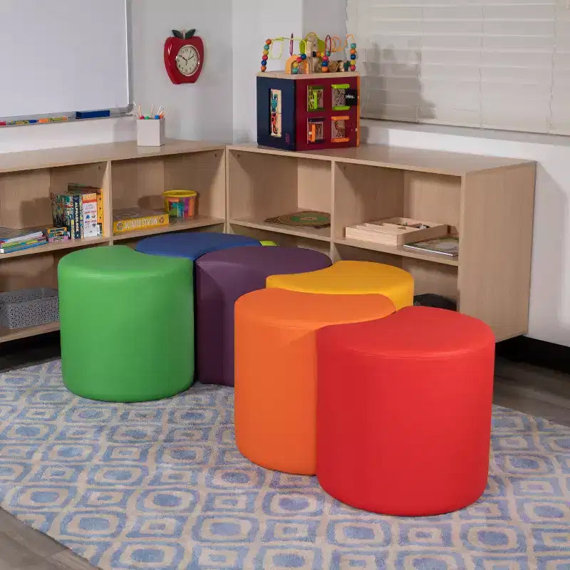 Pouf modulaire en forme de lune de 45 cm pour salles de classe et espaces communs
