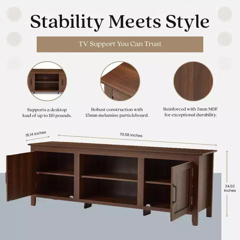 Meuble TV de 178 cm avec rangements et étagères