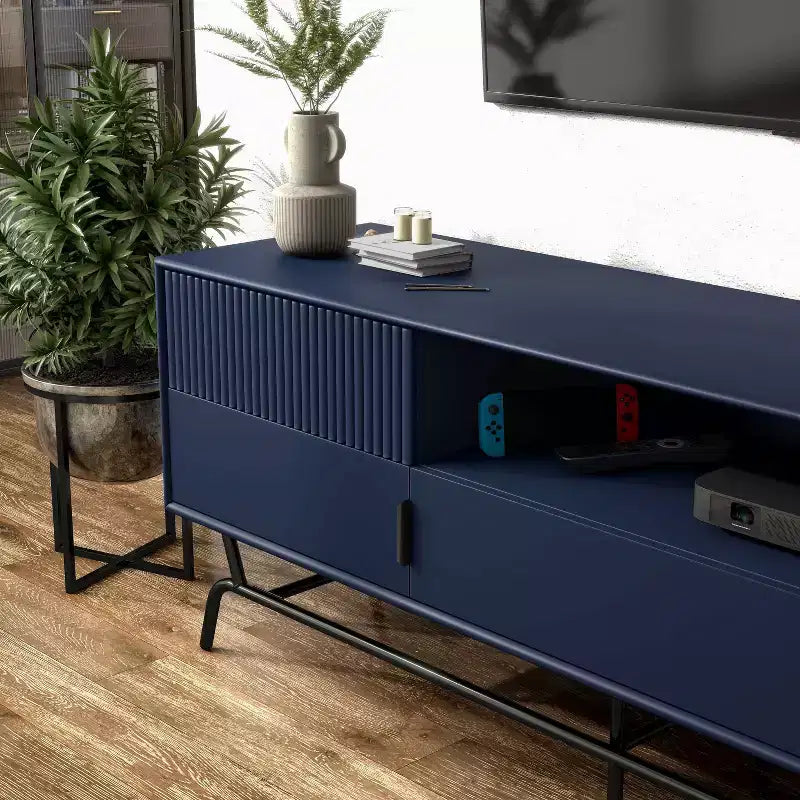 Meuble TV moderne 3 tiroirs avec placard pour téléviseurs jusqu'à 65 po
