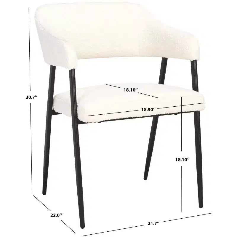 Chaise de salle à manger tapissée à dossier incurvé avec accoudoirs